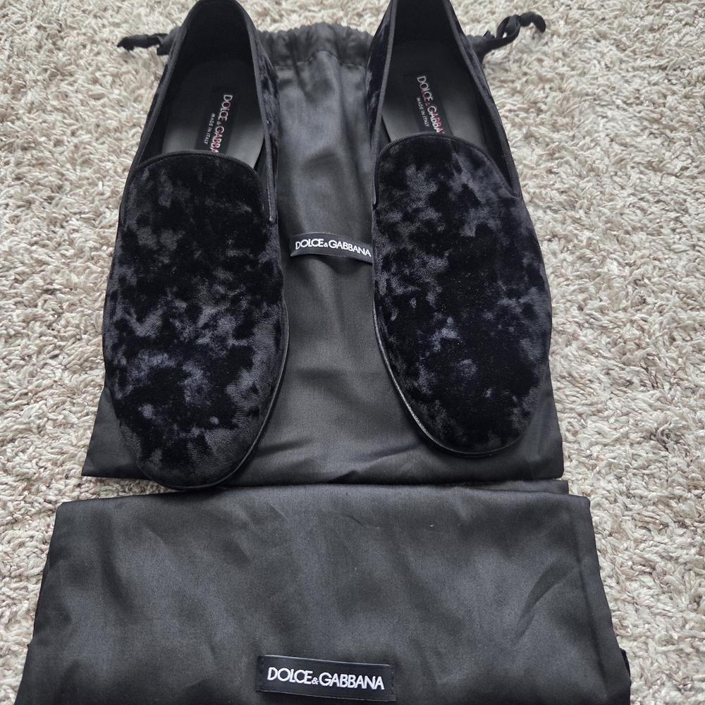 Dolce & Gabbana Men's Black Velvet Loafers